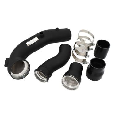 Imagem de Conjunto completo de tubos de turbocompressor + kit de resfriamento de tubo de reforço compatível com BMW N55 535i 640i F10 F12 F13(K8-0117 BLACK)