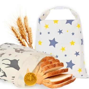 Imagem de BERBAM, Sacos de pão reutilizáveis, sacos de pão de cera de abelha de algodão para pão caseiro, massa fermentada (pacote com 2) - GG