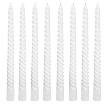 Imagem de Pacote com 8 velas brancas cônicas em espiral de 25,4 cm, castiçais sem cheiro de 25 cm para decoração de casa, queima de 6 a 7 horas