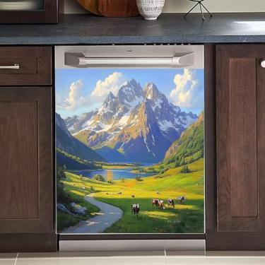 Imagem de BVBOX Capa magnética para lava-louças 58,4 cm L x 66 cm A, capas magnéticas reutilizáveis de geladeira, ímãs de lava-louças capa decorativa para porta de geladeira painel adesivos para