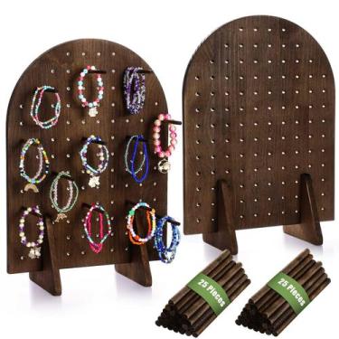 Imagem de Suporte de exibição de chaveiros Colingmill Wooden Pegboard, 2 conjunt