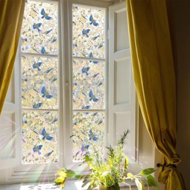 Imagem de JZZNNFEZN Película de privacidade para janela de vitral, 43 cm x 100 cm, protetor solar, adesivos de decalque de vidro arco-íris para porta de cozinha doméstica (SE1027)