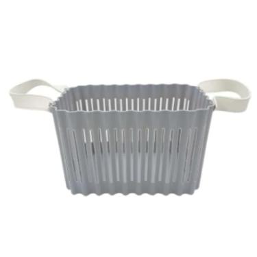 Imagem de Cesto Organizador Multifuncional 19,5x14x11,5cm Plástico Resistente com Alça para Casa Banheiro Lavanderia Escritório (Cinza)