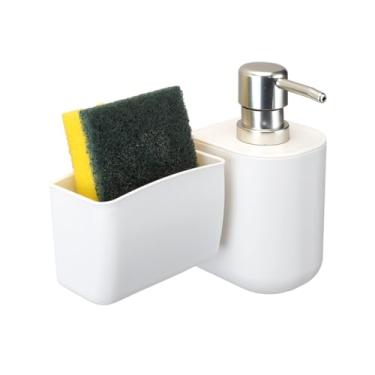 Imagem de Conjunto Dispenser e Porta Bucha Arthi | Linha Suspensa | Acabamento Branco Fosco | Peças Encaixáveis | Organização Inteligente para Pia | Design Moderno Funcional | Instalação com Fita 3M | Sem Furos