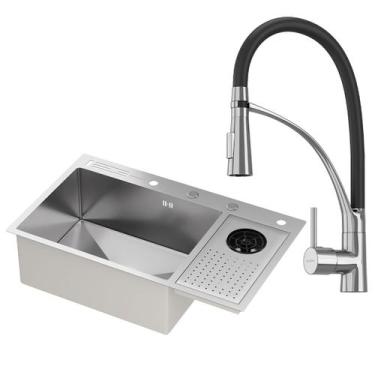 Imagem de Kit Cuba Gourmet Zurique Aço Inox 304 e Torneira Gourmet Florença Mono