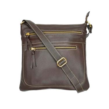 Imagem de Bolsa Feminina Transversal Couro Legítimo (Café)