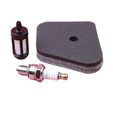 Imagem de Kit de filtro de ar e vela de ignição compatível com motores de roçadeiras FS90, FS100, FS110 e FS130 (4 peças). Substitui as peças 4180, 120 e 1800.