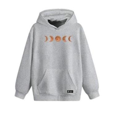 Imagem de Blusão Moletom Canguru Fases da Lua Infantil Personalizado com Capuz e Bolso-Unissex