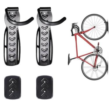 Imagem de Dirza Suporte de parede para bicicleta com bandeja de pneu – Suporte vertical de armazenamento de bicicleta para uso interno, garagem, galpão – Fácil de instalar – Ótimo para pendurar na estrada