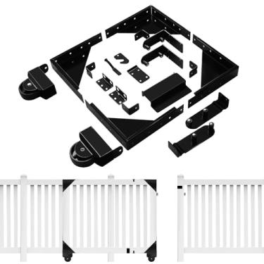 Imagem de Kit de portão deslizante, kit de ferragens de portão de rolamento resistente, kit de portão de cerca deslizante suave e silencioso para portões de madeira e metal ao ar livre