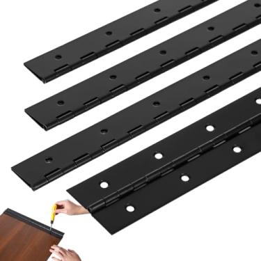 Imagem de 4 dobradiças de piano resistentes, 15,75 x 1,97, dobradiça de aço inoxidável com parafusos, dobradiças contínuas para barco, dobradiça de móveis polidos para caixas de madeira DIY, armários, portas