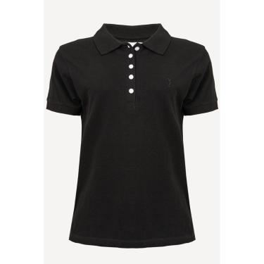 Imagem de Camisa Polo Aleatory Feminina Lisa Preta-Feminino