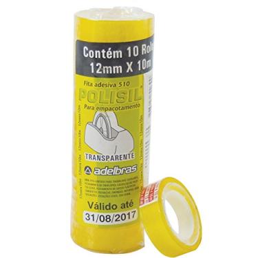 Imagem de Fita Adesiva 12X10 Transparente Polisil Adelbras - Pacote Com 10 Unidades