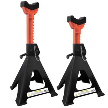 Imagem de USYATO Suportes de macaco de 6 toneladas (6 kg) - Suporte de tomada de carro resistente com trava de pino duplo, altura ajustável de 39,6 a 59,4 cm, almofadas de borracha extra para caminhões, garagem