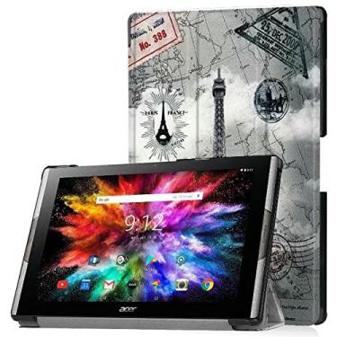 Imagem de Capa para tablet Acer Iconia Tab 10 A3-A50, ultrafina, leve, suporte fólio, capa de couro luxuosa para Acer Iconia Tab 10 (A3-A50) 10,1 polegadas (torre retrô)