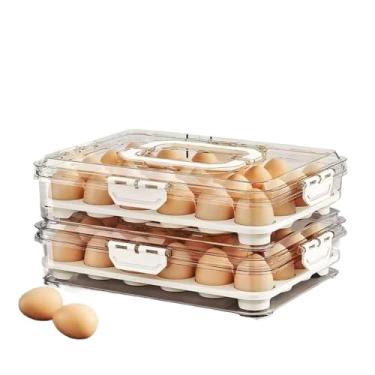 Imagem de Gaveteiro duplo em plástico tipo porta 32 ovos com para cozinha geladeira. (4 ANDER)