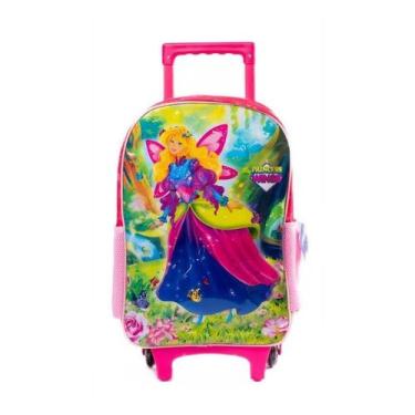 Imagem de Mochila Infantil Com Rodinhas Princess Wings Rosa 17 Litros - First