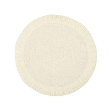 Imagem de Americano Redondo 38cm Sousplat Kit 2,4,6 Peças - Suplat de Mesa com Borda Desfiada Decorativo Elegante(CREME,6)