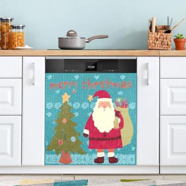Imagem de ATTX Capa de ímã para lava-louças de árvore de Papai Noel, 58,4 cm C x 66 cm A decoração da capa da máquina de lavar louça, decalques de armário doméstico adesivos de eletrodomésticos #453