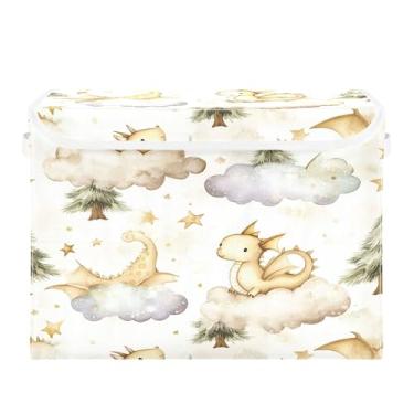 Imagem de SEHANY Cestas de armazenamento engraçadas de dinossauro com tampas, organizador de caixa de armazenamento dobrável, caixas de armazenamento de armário de tecido para roupas cobertor de escritório