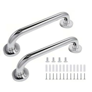 Imagem de Kit Alça de Apoio Alumínio Barra 60cm Acessibilidade Segurança Idoso Banheiro Box Parede Corrimao Suporte Anti Queda - Corrimão de Segurança Antiderrapante Anti-Queda - Suporte para Box(2 Unidades)