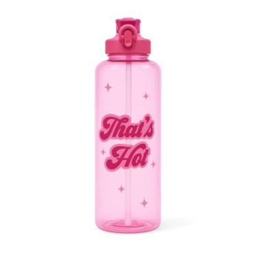 Imagem de Garrafa de água rosa com design que é quente, garrafa esportiva de grande capacidade de 1,8 l com tampa flip top, rosa