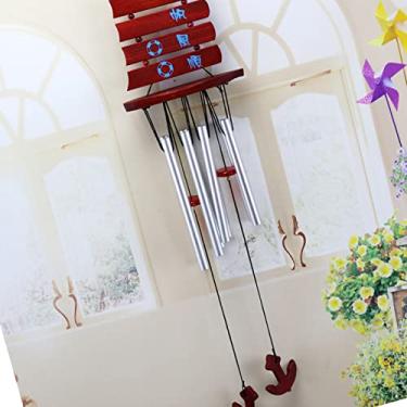 Imagem de Generic Carrilhão de de Madeira Elegante Multi Tubo para Decoração de Quarto Presente de Música Harmoniosa para Casa, Alumínio (Tubo branco prateado para barco à vela)