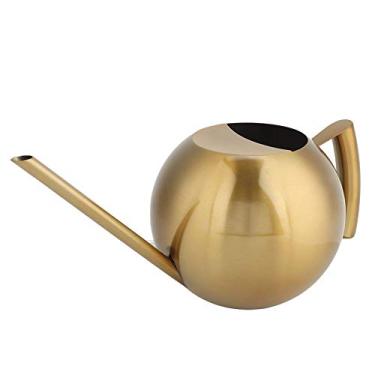 Imagem de Cryfokt Regador de Boca Longa Em Aço Inoxidável, Alça Ergonômica de Superfície Lisa para Plantas de Jardim Doméstico, Flores Douradas 1L (Ouro)
