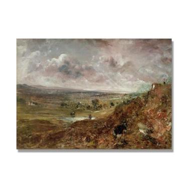 Imagem de NHLDZYH Impressão em tela estilo John Constable (paisagem 47), painel de tela de paisagem romântica, decoração de parede com tema de natureza para quarto ou escritório. 40 x 56 cm. Somente tela
