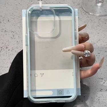 Imagem de IRTGFG Capa de acrílico transparente com moldura colorida de luxo para iPhone 13 Pro, à prova de choque (para iPhone 13 Pro/2)