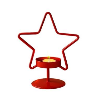 Imagem de Estrela Porta Vela de Metal 11x9cm – Decorativo Rechaud, Ideal para Natal em Casa(Vermelho)