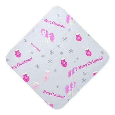 Imagem de Burbuja Toalha de banho para bebês pôneis de inverno - Toalha com capuz de musselina macia e absorvente para recém-nascidos, 89 x 89 cm