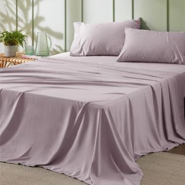 Imagem de Juego de sábanas Bedsure tamaño matrimonial - 4 piezas - Rosa moka