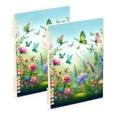 Imagem de Burbuja Cadernos com nome, papel pautado universitário A5 com 60 folhas, fichário para escritório, 2 unidades