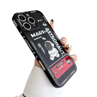 Imagem de Yonds Queen Capa fofa para iPhone 7 Plus/8 Plus, design legal de foguete espacial de astronauta elegante, capa protetora de borracha TPU macia antiderrapante à prova de choque (preto)