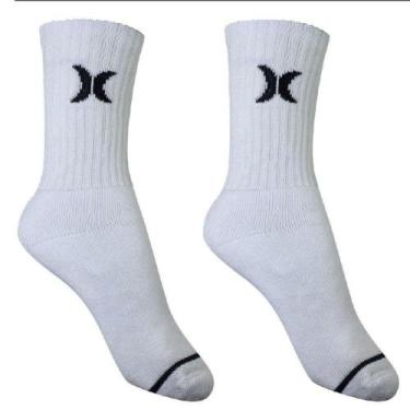 Imagem de Kit 2 Meias Hurley Cano Alto Canelado Branca