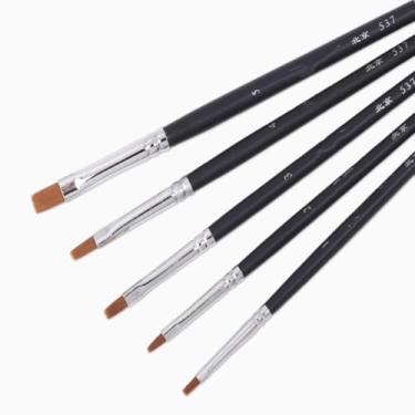Imagem de 537/725/860/729 Series Flat & Round Detail Paint Brush Set - Professional Nylon Brushes for Model Kits, Miniatures, Acrylic & Oil Paints - Precision Detailing & Shading Tools (537-1#~5#(5PCS))