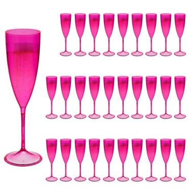 Imagem de Taça Espumante 30pçs Acrilico Cristal Premium 170ml Neoplas, Rosa Pink