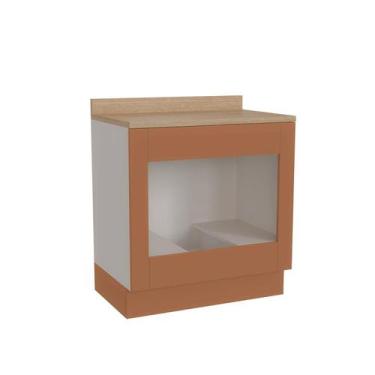 Imagem de Balcão para Forno de Embutir 80cm com Tampo Arizona CabeCasa MadeiraOr