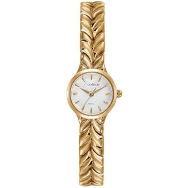 Imagem de Mondaine Relógio Feminino Dourado Metal Redondo Mostrador Branco