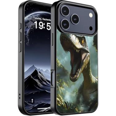 Imagem de ZHUHEHEAH Capa para iPhone 17 Pro Max, capa protetora ultrafina de silicone líquido antiderrapante elegante, adequada para iPhone 17 Pro Max de 6,9 polegadas, dinossauro de boca grande