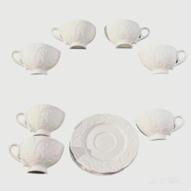 Imagem de Conjunto De Xicaras Com Pires De Cafe Porcelana Kit 12 Pecas Luxo Cerâmica Presente (Modelo-1 (100mL))