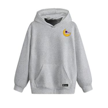 Imagem de Blusão Moletom Canguru Lua Astronauta Infantil Personalizado com Capuz e Bolso-Unissex