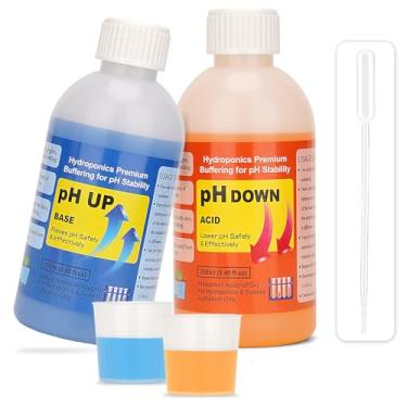Imagem de CIZTADA Kit de controle de pH hidropônico conjunto de controle de pH para cima e para baixo (2 frascos de 250 ml), ajuste preciso do nível de pH para hidroponia, aquaponia, líquido ajustador de pH DWC