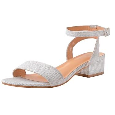 Imagem de TruFox Sandália social aberta com tira no tornozelo e salto baixo, Prata, 36