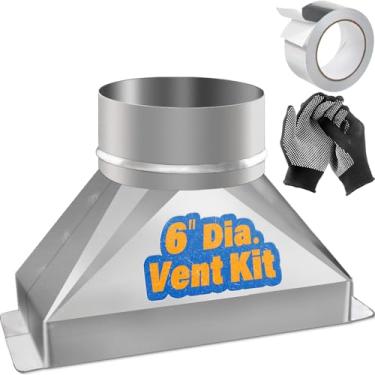 Imagem de GlowGeek Redutor adaptador de transição de duto retangular para redondo, acessórios de aço galvanizado para kit de ventilação de micro-ondas, capô, dutos de exaustão HVAC, inclui fita metálica e luvas