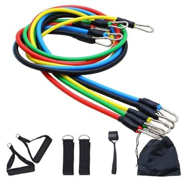 Imagem de Kit de 11 Elásticos para Musculação, Diferentes Resistências, Ideal para Exercícios em Casa