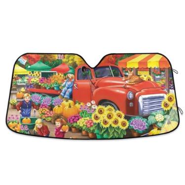Imagem de Abóbora Girassol Quintal Carro Para-brisa Dobrável, Para-brisas de Carro Para-brisas para Carro Persianas para Janelas Frontais