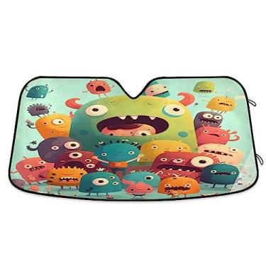 Imagem de Capa solar de desenho animado Monster Carnival Line Up para janela de carro, persianas de carro para janelas dianteiras, persiana de janela para carro, caminhão, SUV, acessórios de carro de verão