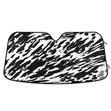 Imagem de Persianas de para-brisa de pele de zebra preta e branca, viseira de sol para janela de carro, caminhão, SUV, mantenha-se fresco, acessórios de janela de carro